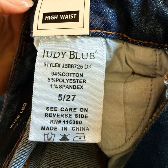 Judy Blue Wide Leg Cargo Jeans Size  5/27 Dark Blue NWT JB88725 DK High Waist - Picture 4 of 11